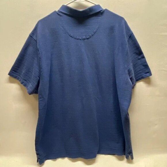 Calvin Klein Polo Shirt Men's XXL Blue Tonal Stripe Short Sleeve CK Logo GUC - Picture 2 of 4